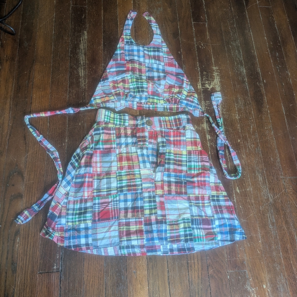 Urban Outfitters Colorful Plaid Skirt Set